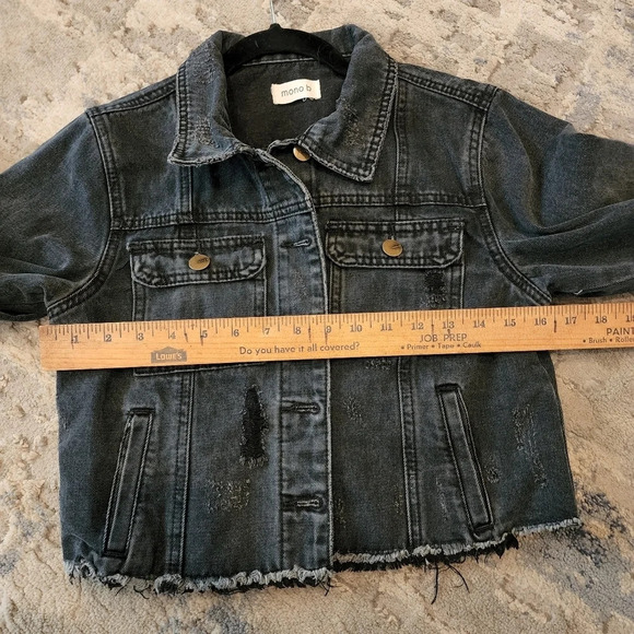 Mono b charcoal distressed jean jacket. - Picture 7 of 17